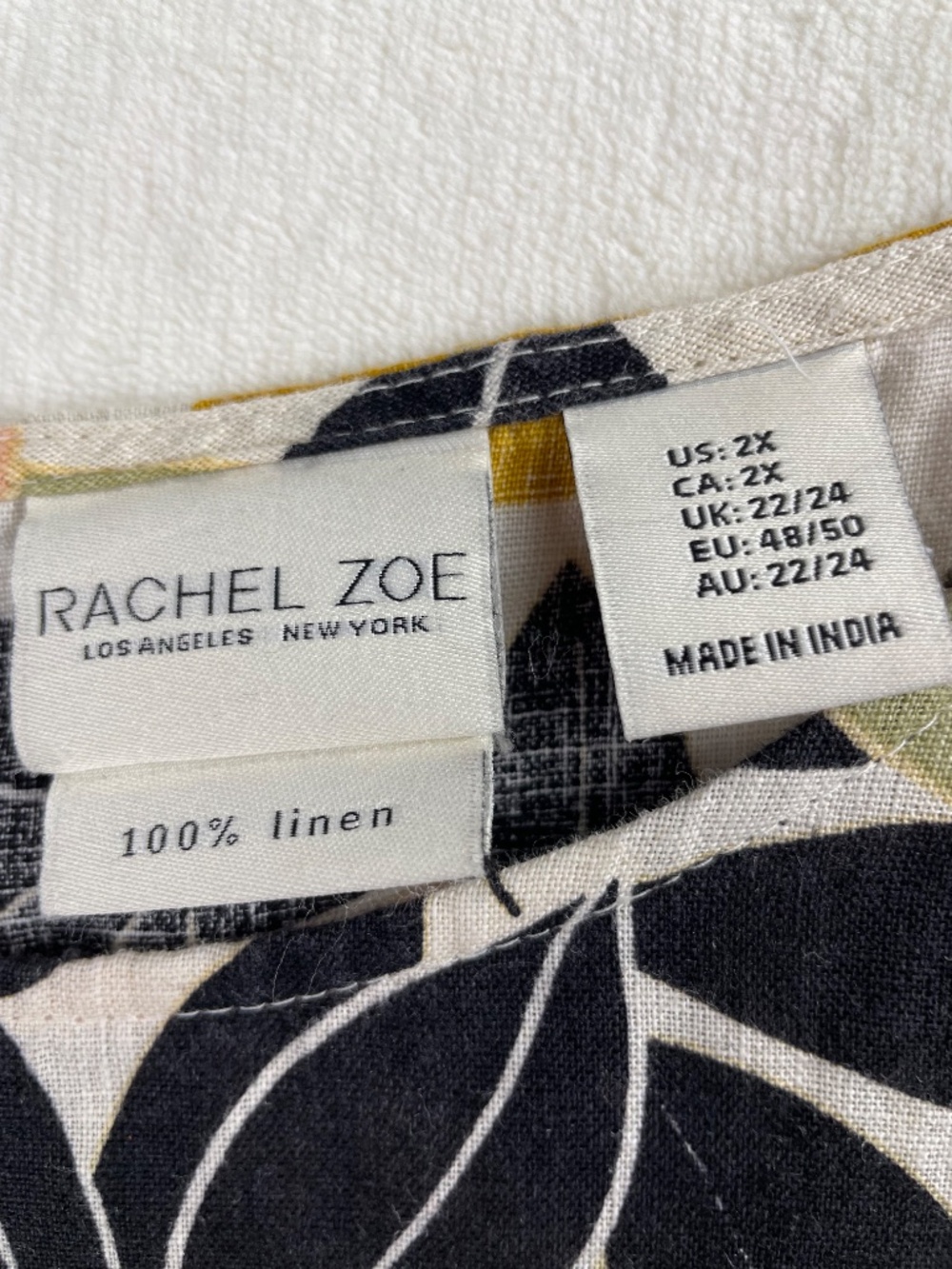 Rachel Zoe Linen Trapeze Mini Dress Tropical Leaf Print Sleeveless Pockets XXL - Picture 4 of 7